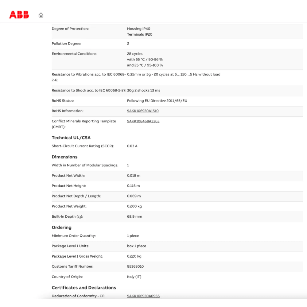 เบรกเกอร์กันดูด RCBO 32A 1P 6KA TYPE AC ABB รุ่น DSE201M AC-30 (ตัดไฟรั่ว 30MA)